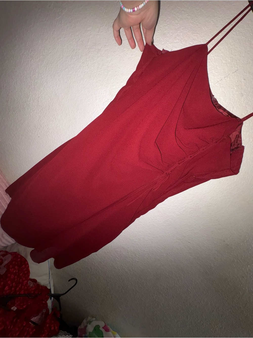 Elegant Red Spaghetti-Strap Mini Dress